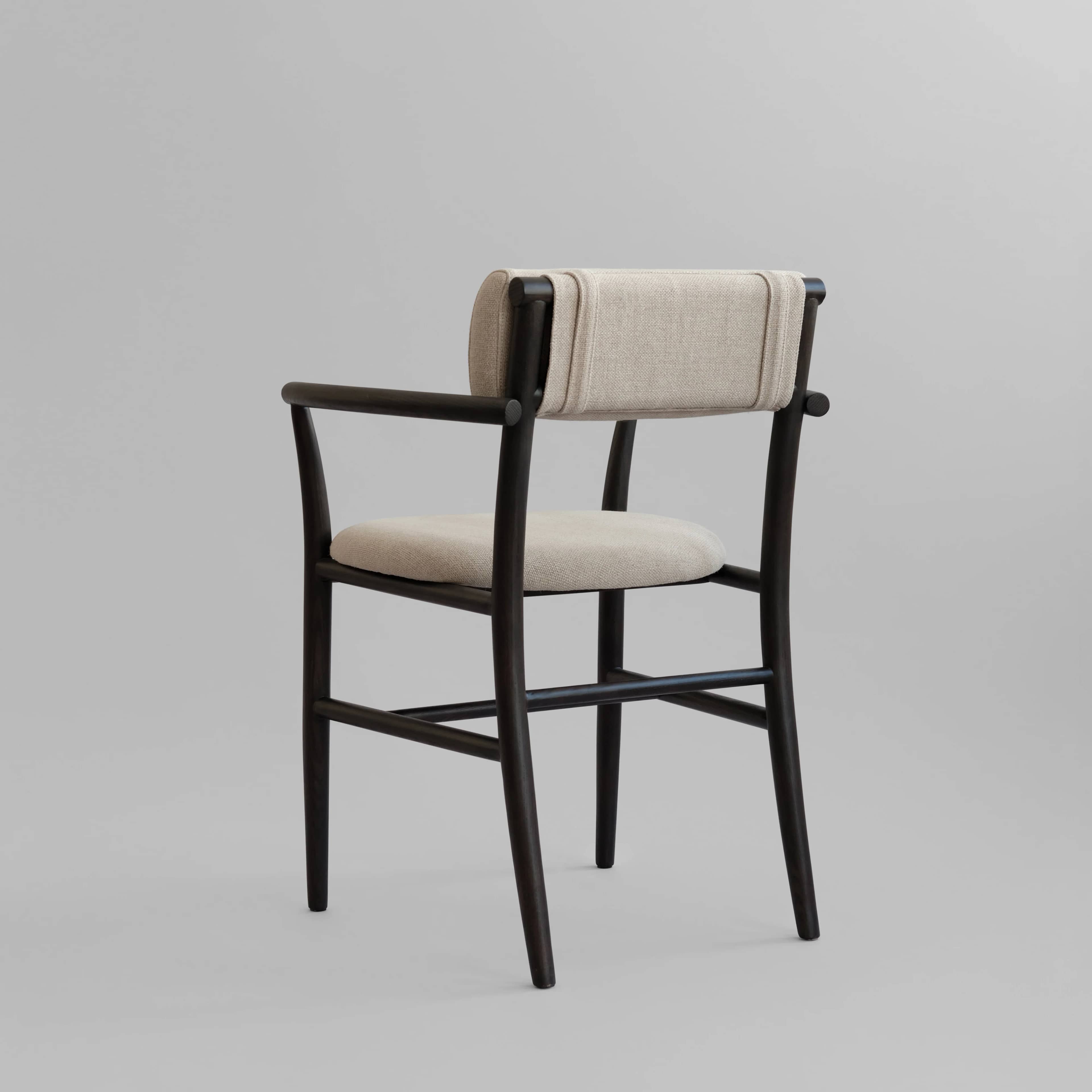 Стул Nama Dining Chair Armrest — Coffee Black Linen 5