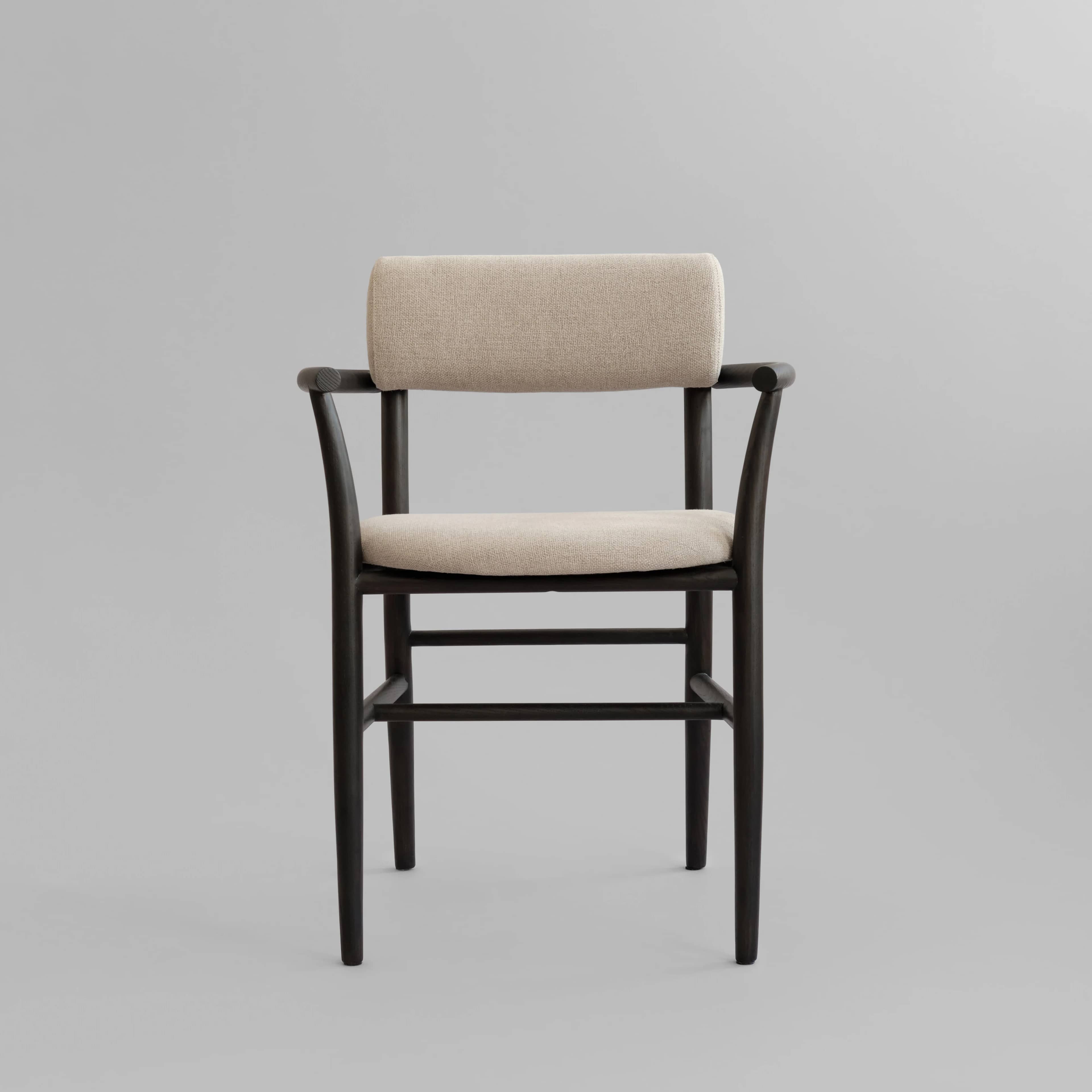 Стул Nama Dining Chair Armrest — Coffee Black Linen 3