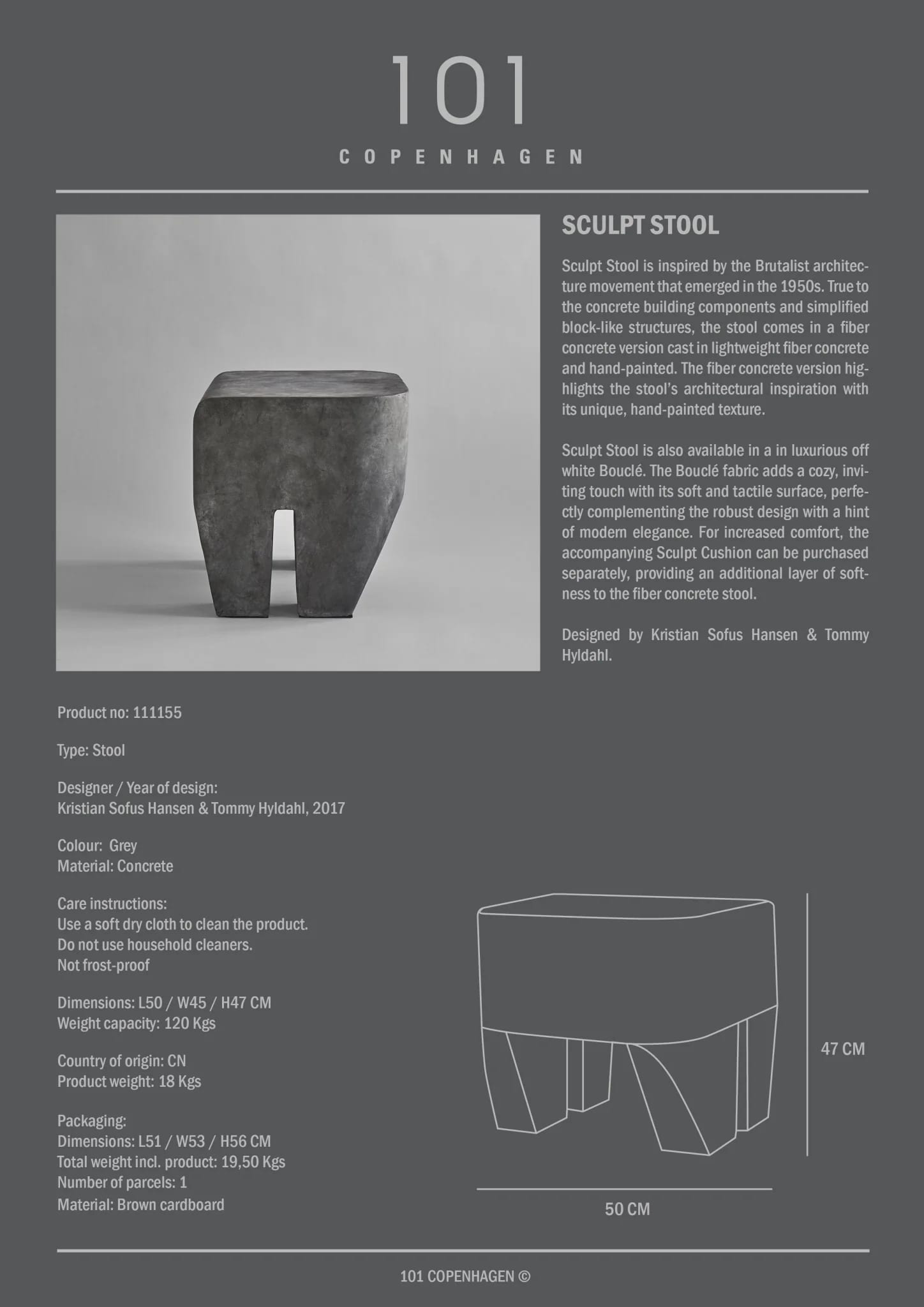 Табурет Sculpt — Concrete