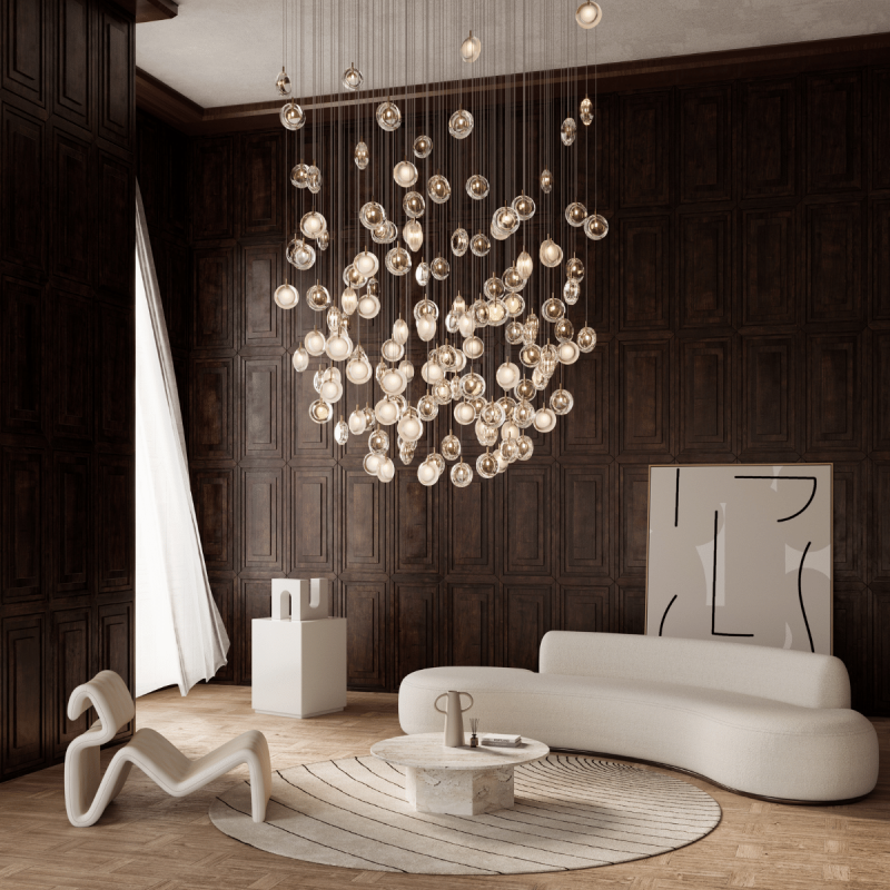 Подвесной светильник Lens beige/brushed gold