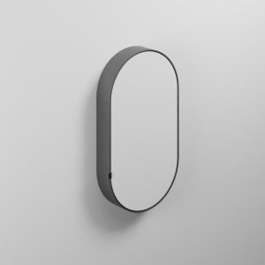 Зеркальный шкафчик Oval Box Cemento