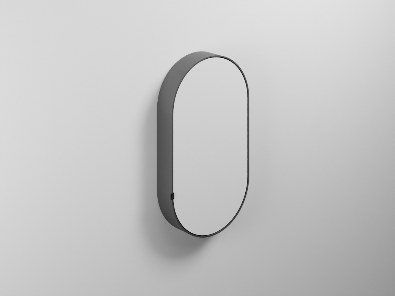 Зеркальный шкафчик Oval Box Cemento