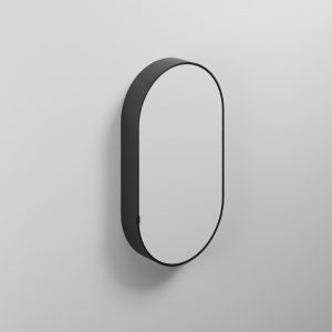 Зеркальный шкафчик Oval Box Black Matt
