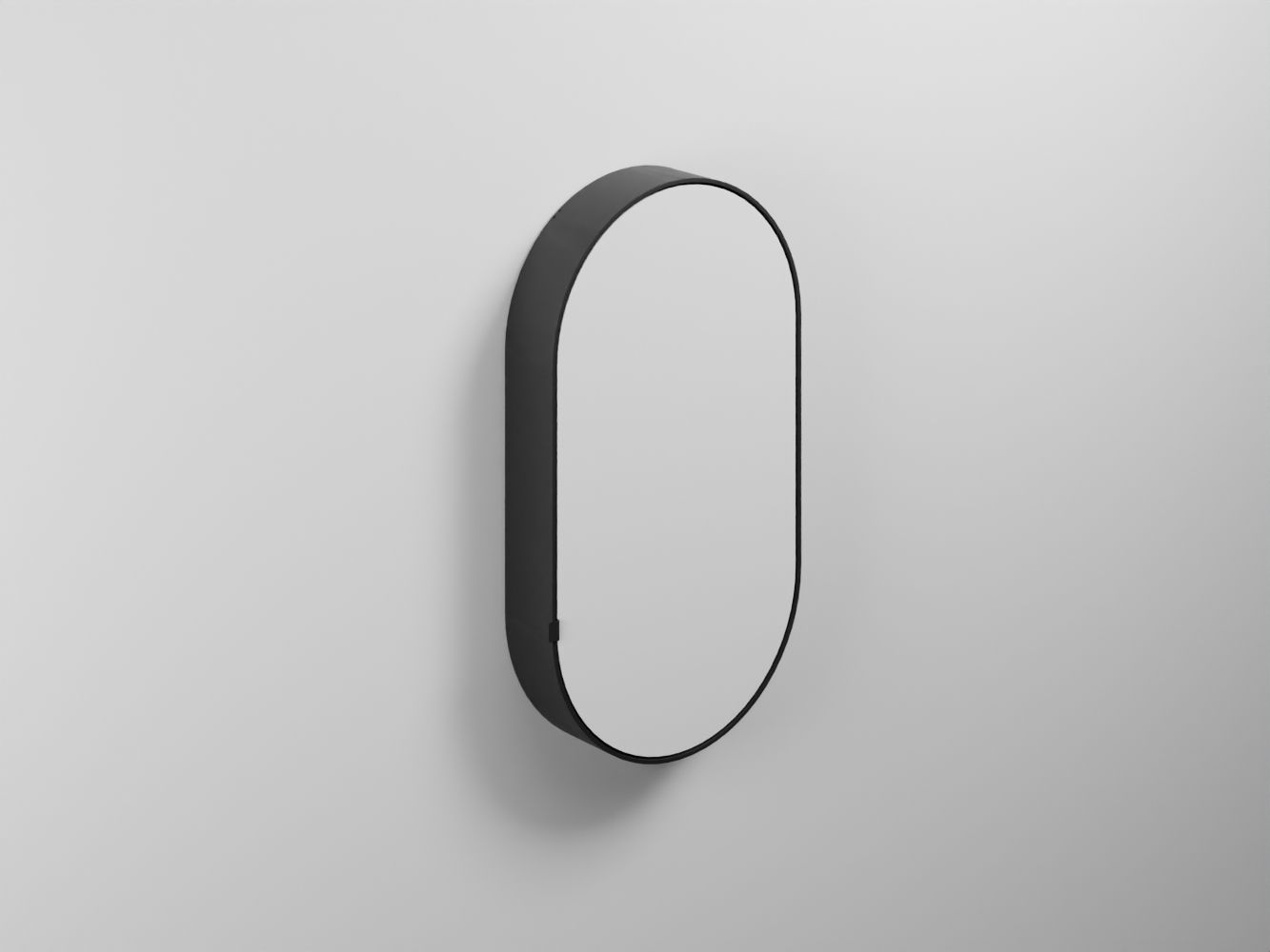 Зеркальный шкафчик Oval Box Black Matt